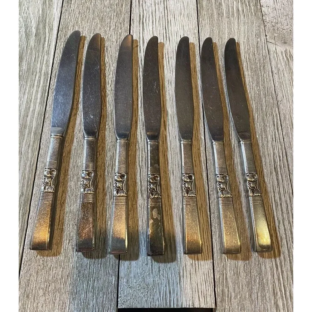 Community Silver Plate Flatware, Morning‎ Star Pattern Set Of  7 Knives Vintage